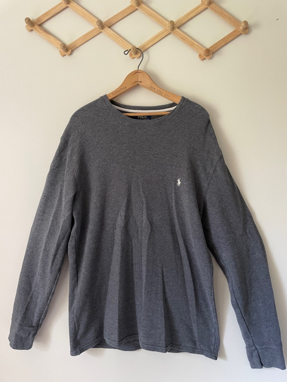 Polo by Ralph Lauren Charcoal Long-Sleeve waffle Crewneck  XL